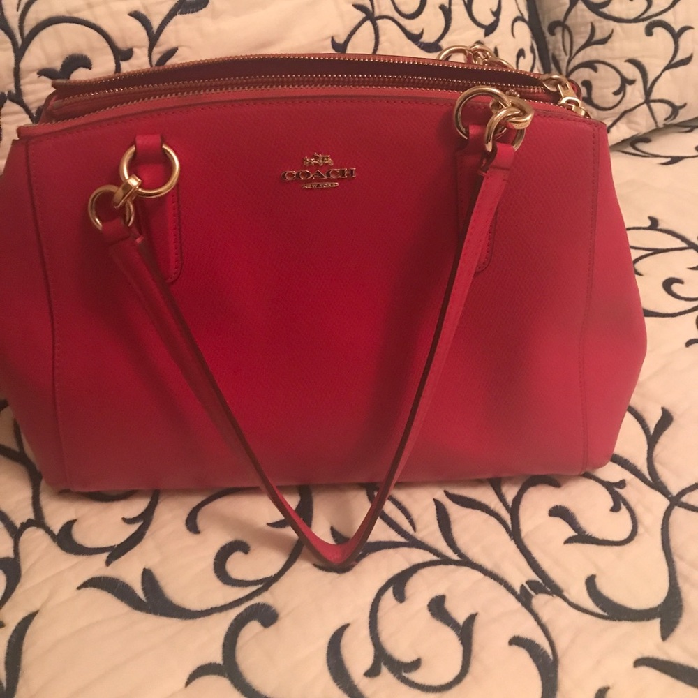 Coach Red Leather Shoulder Bag